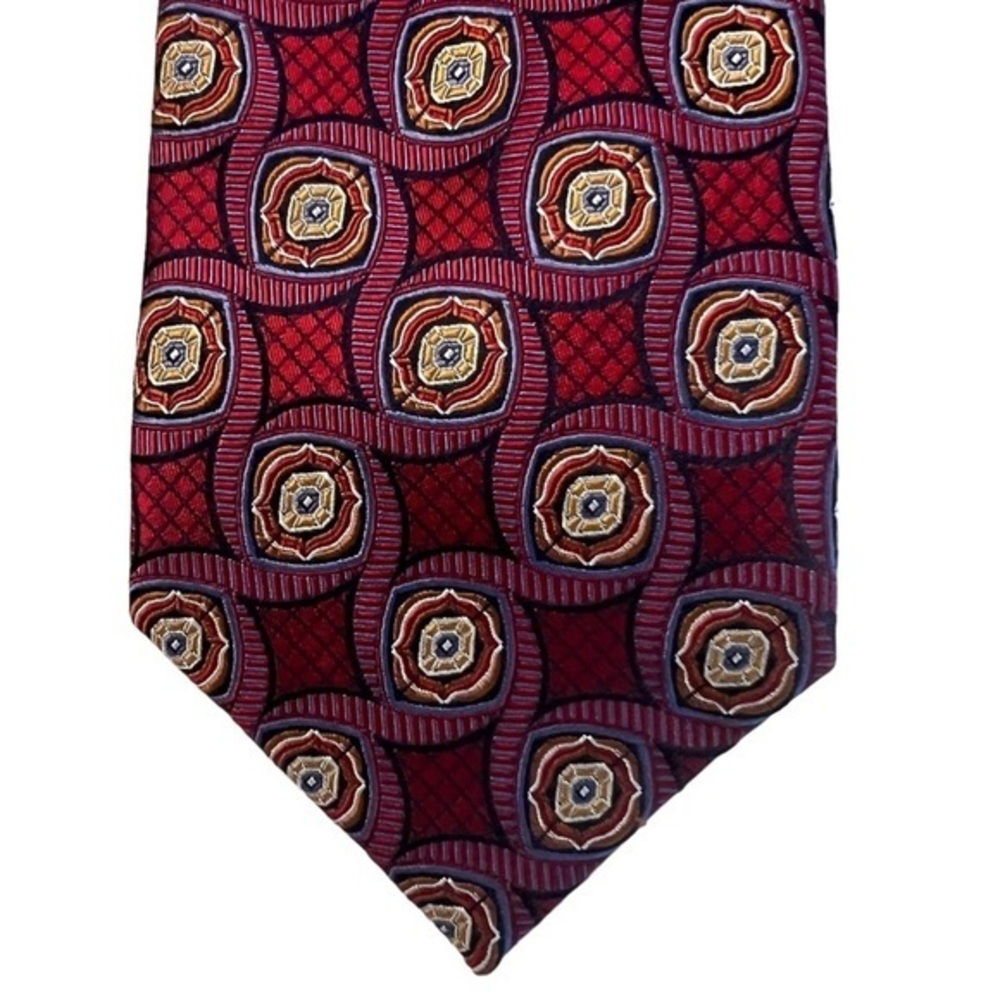 Jos. A. Bank Signature Gold burgundy gold blue fancy pattern textured tie 3.5”